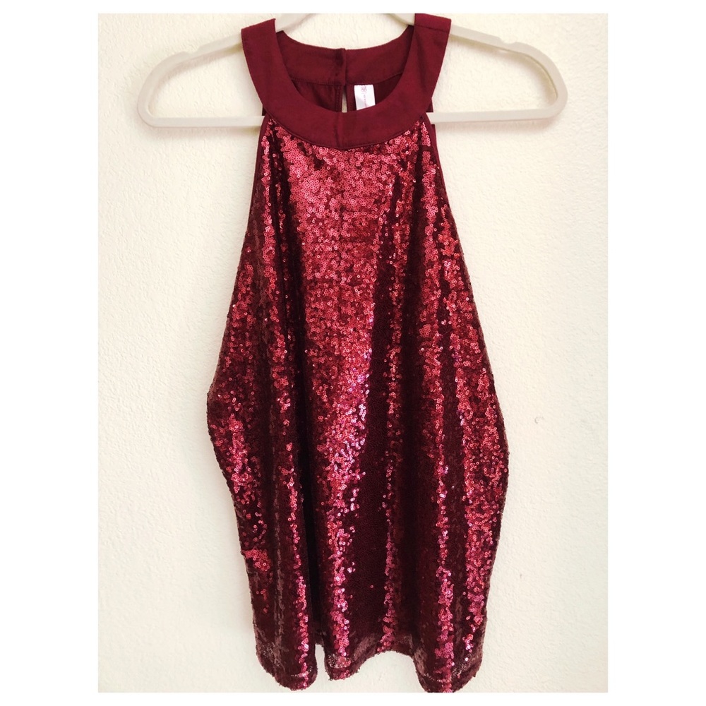 Burgundy Sequin Top